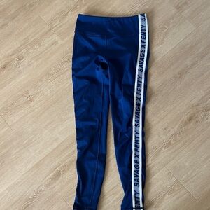 Savage X Fenty blue workout active Leggings with Logo Stripe
